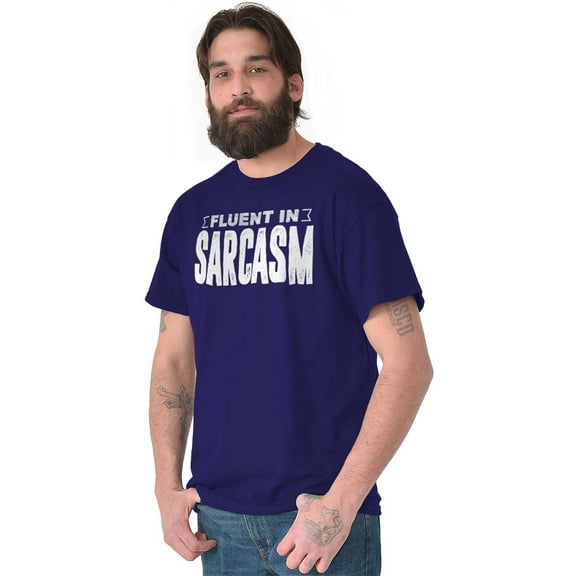 Fluent in Sarcasm Funny Attitude Plus Size Crewneck Graphic Tee Shirt Brisco Brands 2X