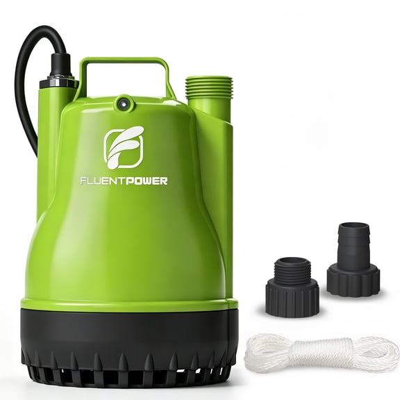 FLUENTPOWER 1/4HP Utility Pump 1900GPH Portable Submersible Sump Pump, Manual Control with 16.4 Ft Cord for Draining Water from Pool Pond Garden Hot Tub Basement Tankless Heater Liquids