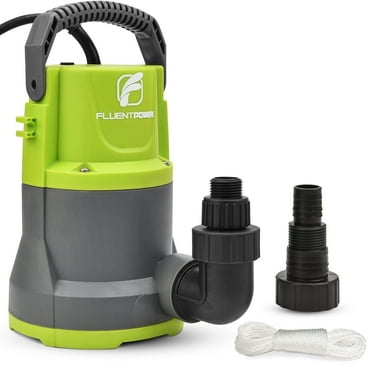 FLUENTPOWER 3/4HP 3500GPH Sump Submersible Pump, Manual Control Utility Pump Drain Water for Basement Flood Garden Pool Pond Tub, with 16.4Ft Cord, Adapters, Check Valve and Rope