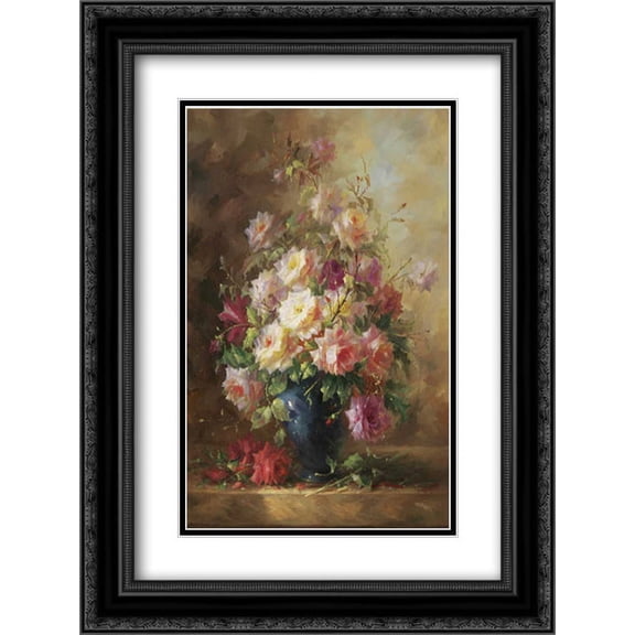 Fluer De La Amie 2x Matted 18x24 Black Ornate Framed Art Print by Jean, J.