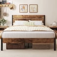 thumbnail image 1 of Fluest Queen Size Bed Frame with Headboard and Footboard,Metal Support,No Box Spring Needed, Rustic Brown, 1 of 8