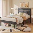 thumbnail image 1 of Fluest Twin Bed Frame with Rustic Vintage Wood Headboard and Footboard, Grey, 1 of 6