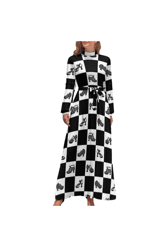 Fluevog BW Checker Pattern Long Dress long dresses for women Woman clothing