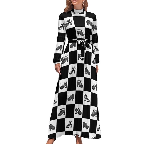 Fluevog BW Checker Pattern Long Dress long dresses for women Woman clothing