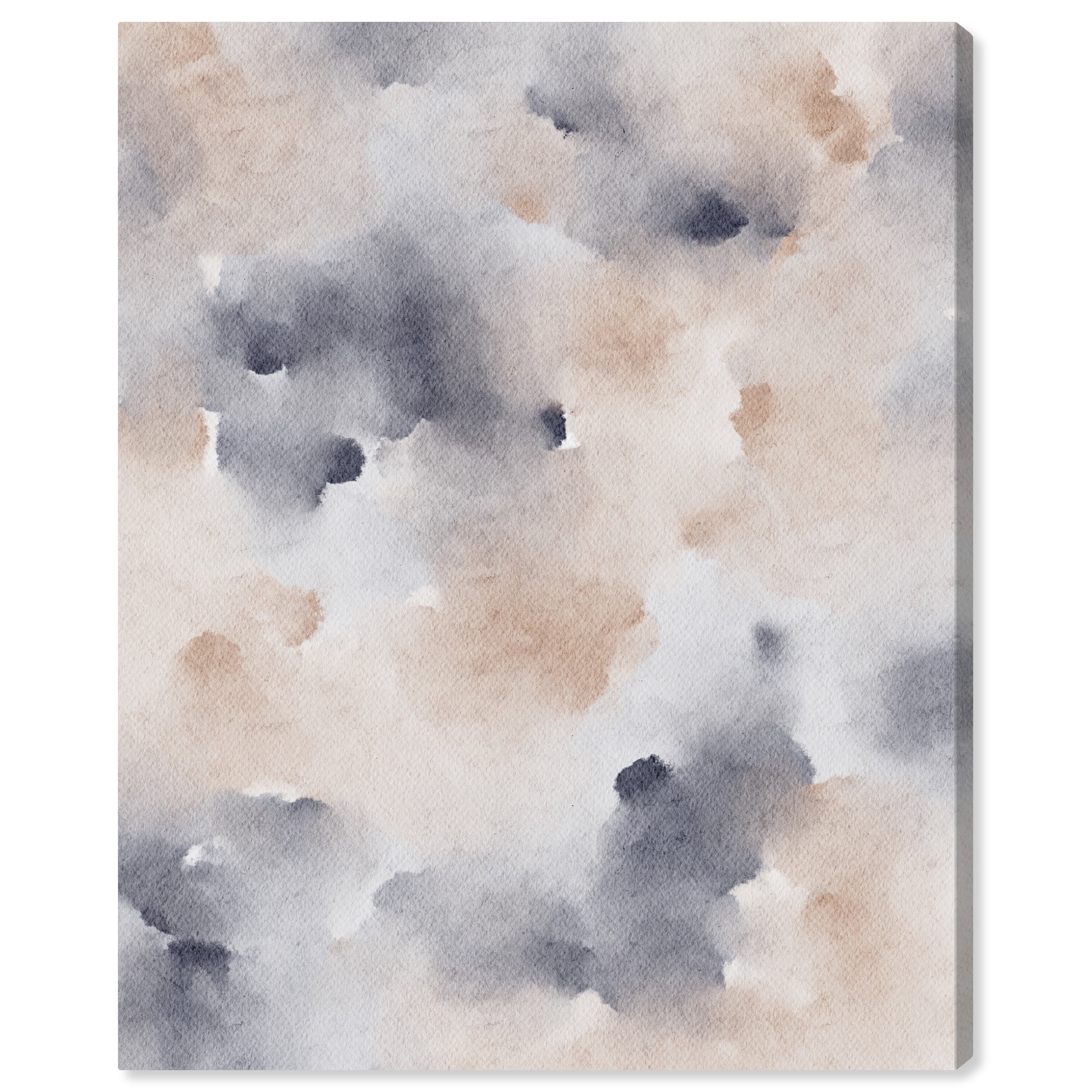 Boho Abstract Watercolor Canvas Art in Beige and Gray, 20" x 24"
