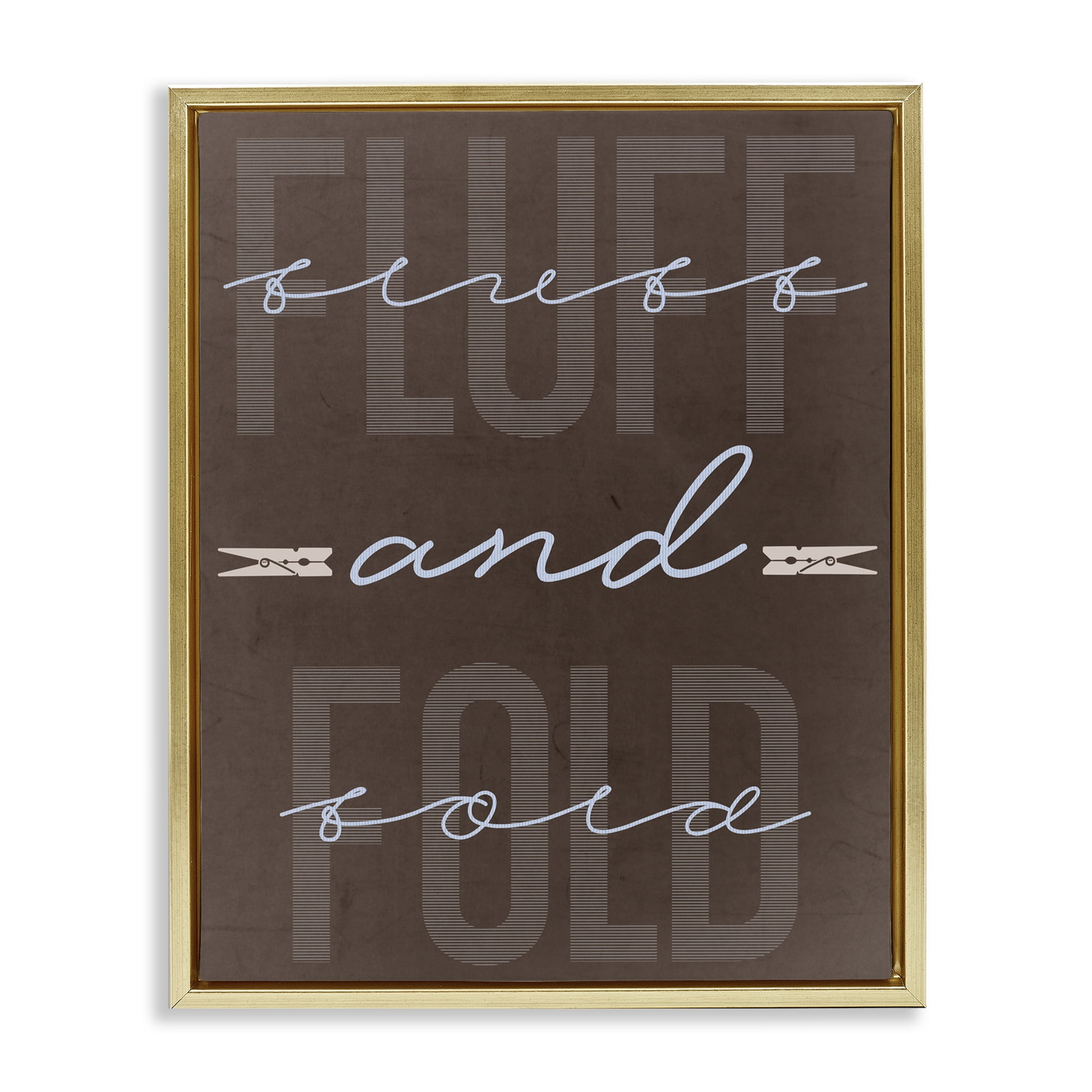 Fluff And Fold Brown Minimal Gold Framed Floater Canvas Wall Art, design by Marcus Prime