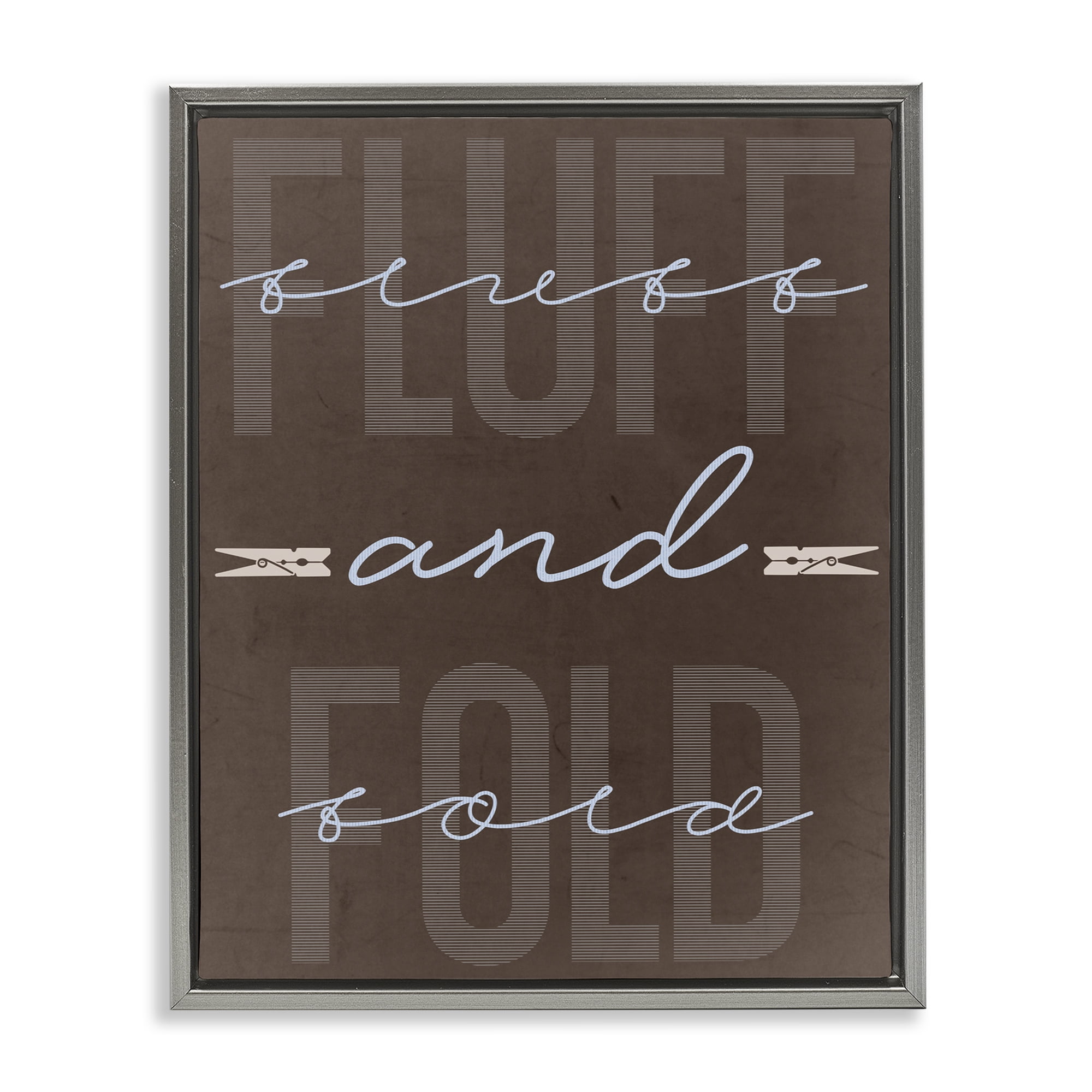 Fluff And Fold Brown Minimal Gray Framed Floater Canvas Wall Art, design by Marcus Prime