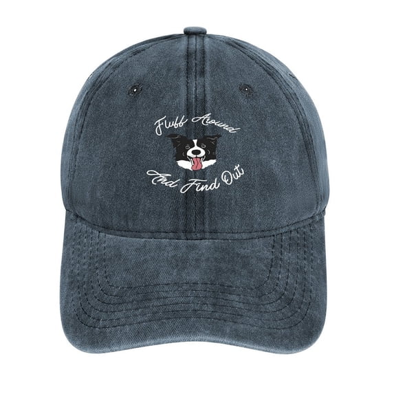 Fluff Around And Find Out Navy Hat Adjustable Funny Fashion Unisex Baseball Cap for Men Women