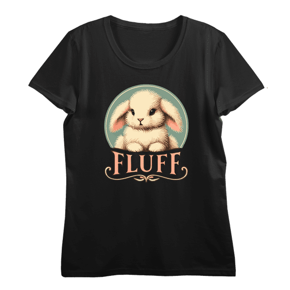 Fluff Bunny Women's Black Crew Neck Short Sleeve Crop Tee-Medium