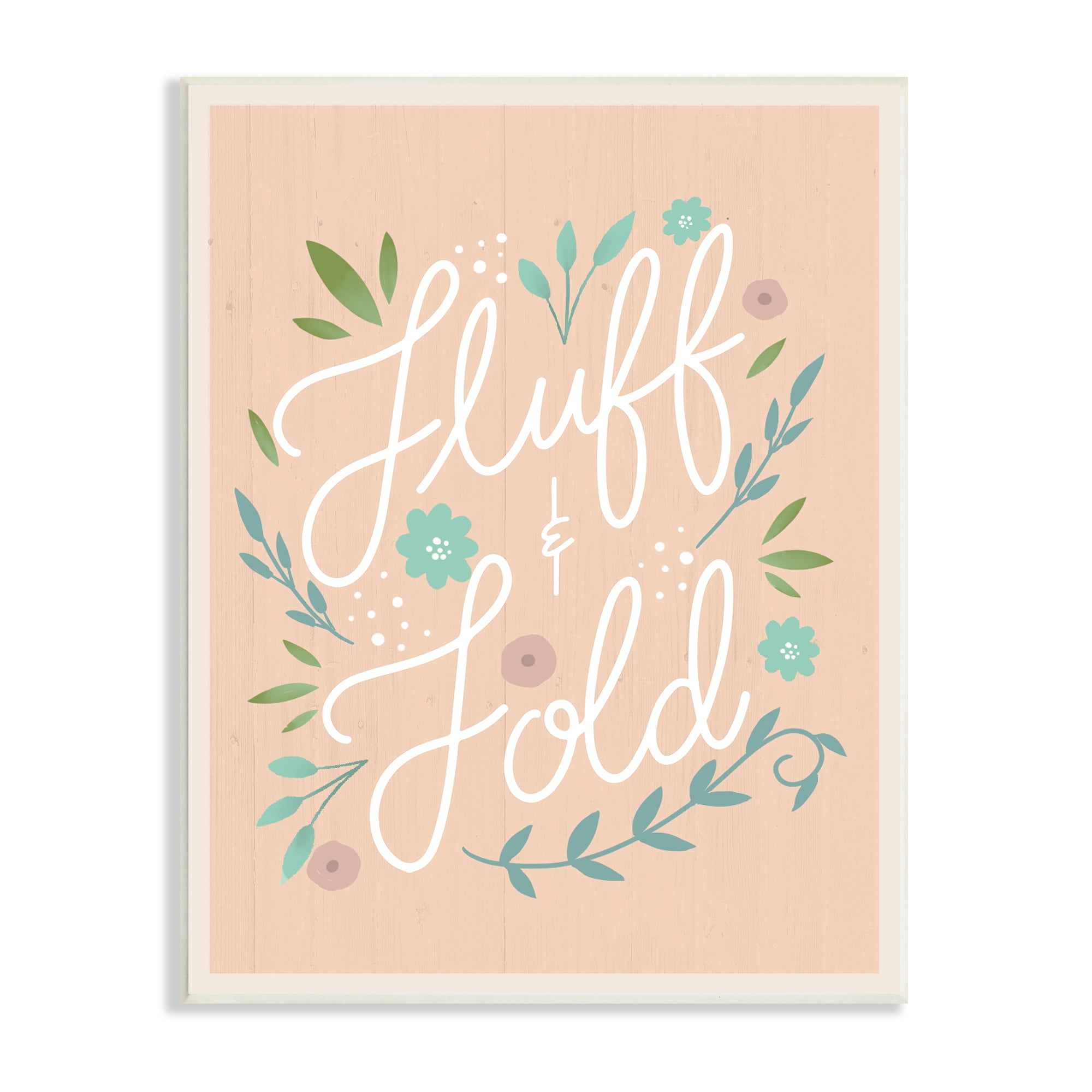 Fluff & Fold Laundry Phrase Florals Farmhouse Pattern 10 in x 15 in Framed Drawing Art Print, by Stupell Home Décor
