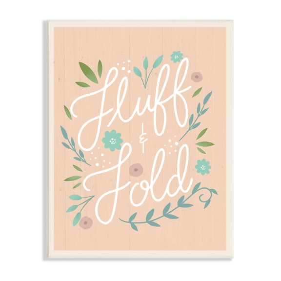 Fluff & Fold Laundry Phrase Florals Farmhouse Pattern 10 in x 15 in Framed Drawing Art Print, by Stupell Home Décor