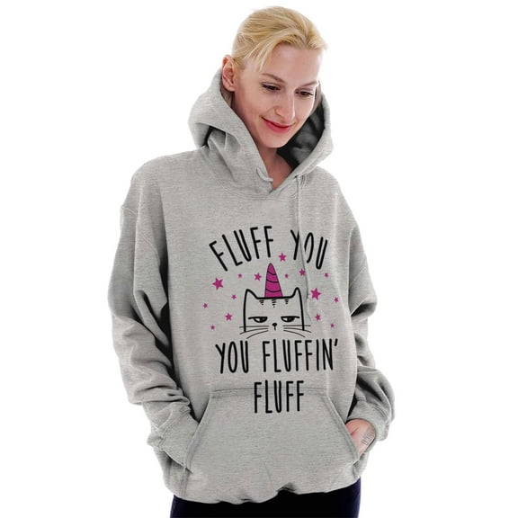 Fluff You Fluffin Kitty Cat Funny Pun Women Plus Size Graphic Pullover Hoodie Brisco Brands 3X