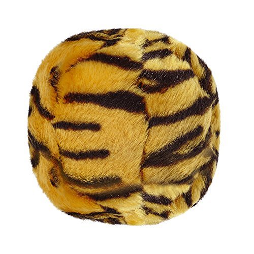 Fluff and Tuff Plush Toy Balls for Dogs, Medium 5.5-Inch Tiger Ball