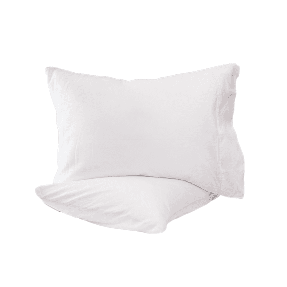 FluffCo Combed Cotton Sateen Pillowcases, 300 Thread Count, White, 2-Pack