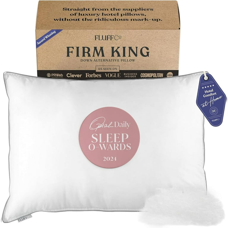 FluffCo. Down Alternative King Size Pillows Luxury Hotel Quality Pillow Luxurious Breathable Microfiber Polyester Pillow 300 Thread Count King Size Firm 1 Pack Walmart
