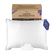FluffCo White Down Alternative Pillow, 300 Thread Count, 100% Cotton Cover