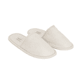 thumbnail image 1 of FluffCo Hotel Slippers Slip-On Cushioned, Mule Flat Heel Round Toe Cream, Unisex, 1 of 2