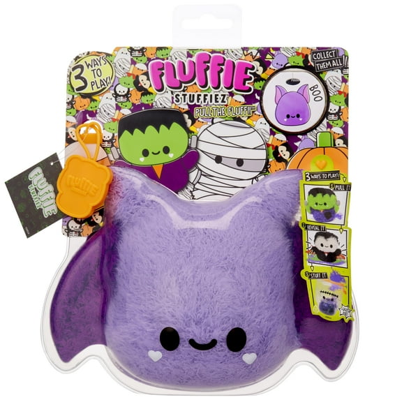 Fluffie Stuffiez Halloween Bat Small Collectible Plush, Surprise Reveal Unboxing with Huggable Fluff Pulling, Ultra Soft