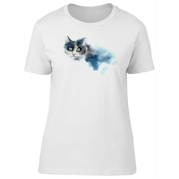 Fluffly Cat In Watercolor T-Shirt Women -Image by Shutterstock, Female Large
