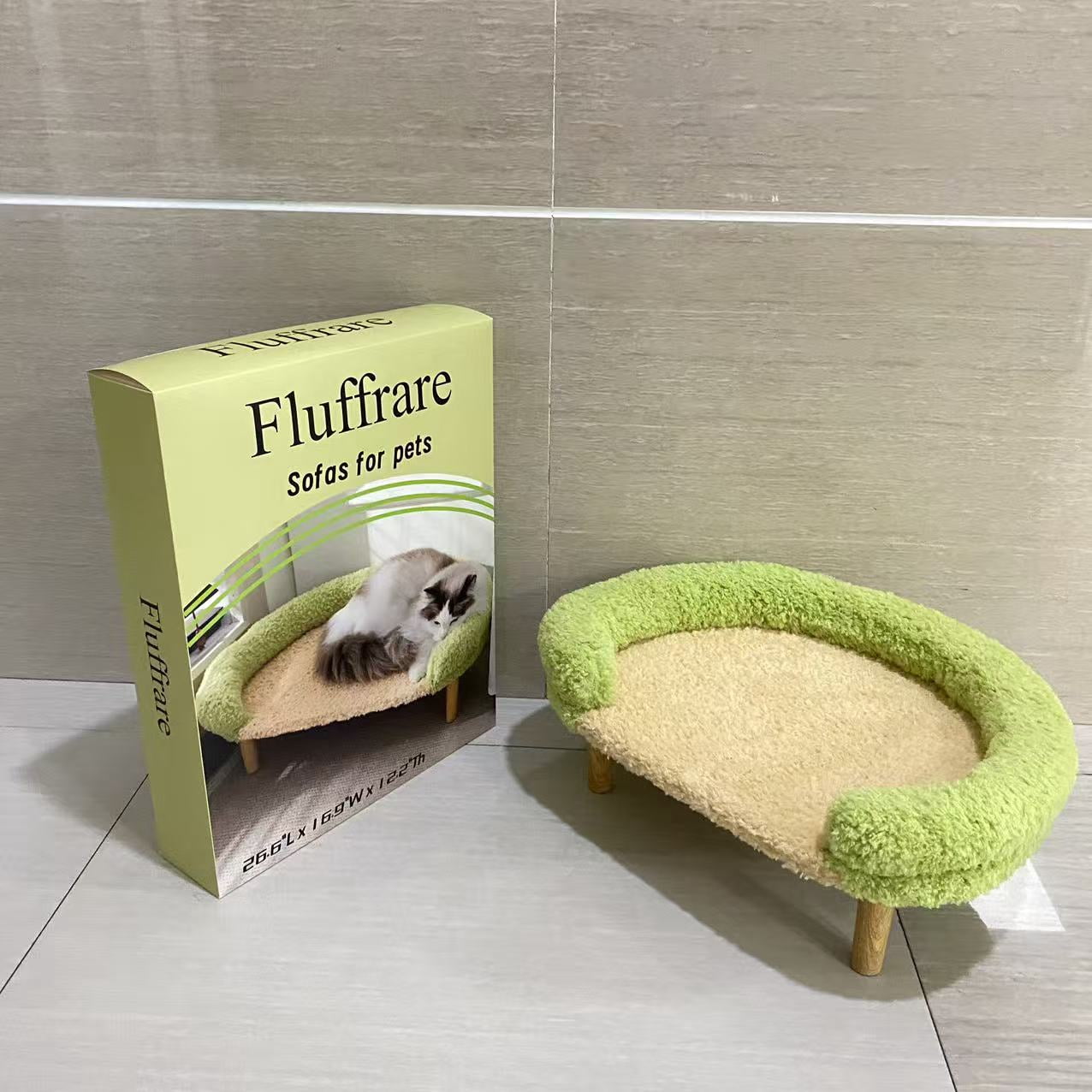 Fluffrare Sofas for pets, Sofas For Pets with Removable Washable Cover, Elevated Cat Couch for Cats & Small Medium Dogs, Wooden Pet Sofa Modern Pet Furniture