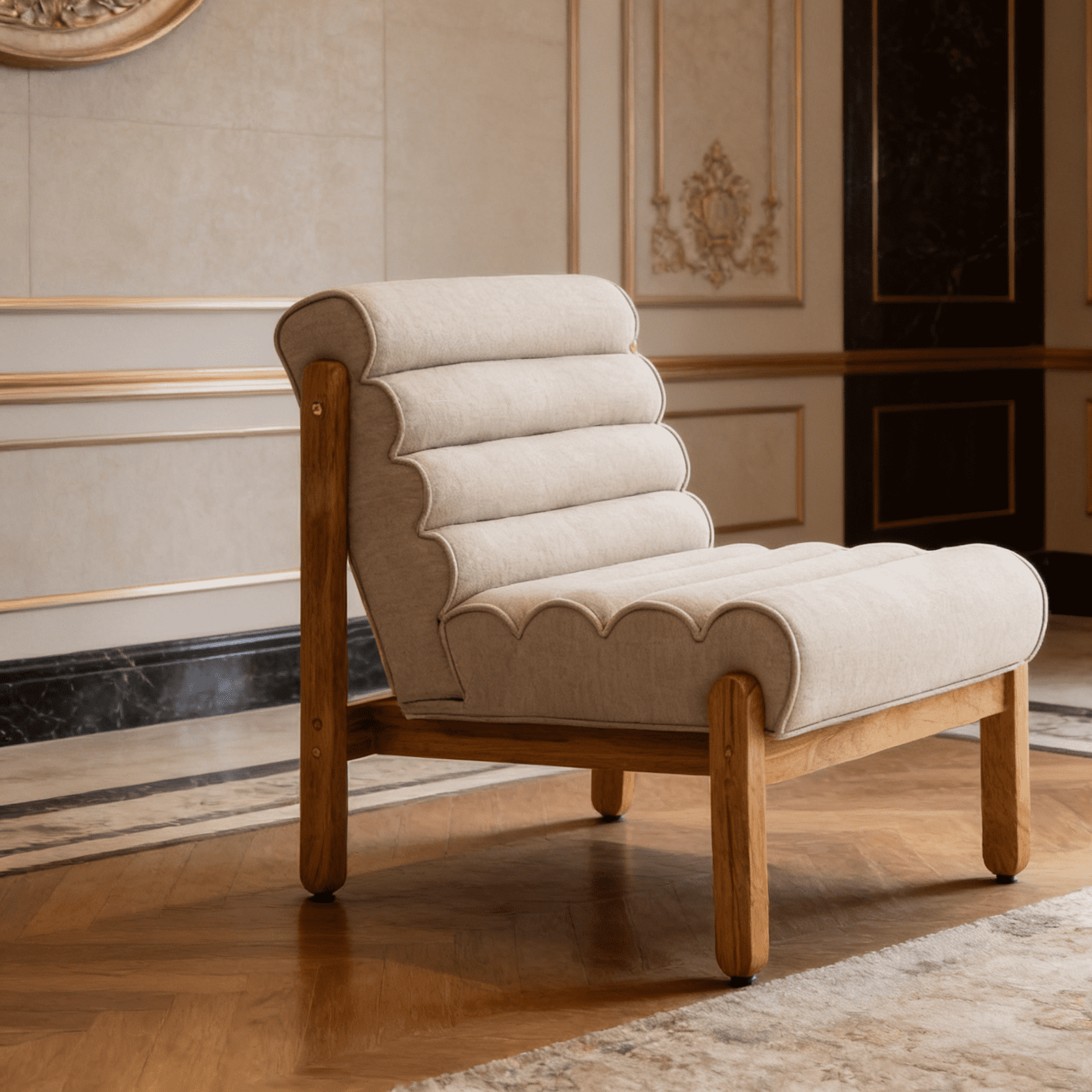 Fluffy Accent Chair with Black Solid Wood Frame - Modern Upholstered ...