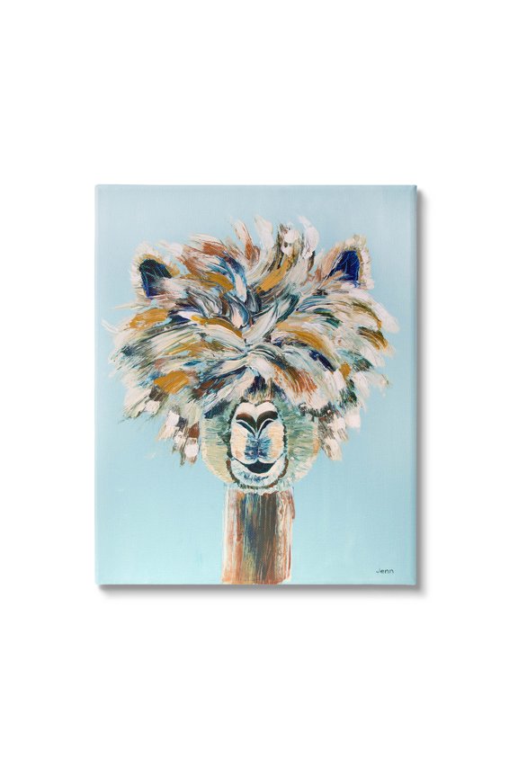 Fluffy Alpaca Happy Animal Animals & Insects Painting Gallery Wrapped Canvas Print Wall Art