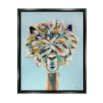 Fluffy Alpaca Happy Animal Animals & Insects Painting Jet Black Framed Art Print Wall Art