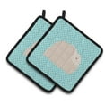 thumbnail image 1 of Fluffy Angora Rabbit Blue Check Pair of Pot Holders - Blue, 1 of 1