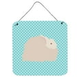 thumbnail image 1 of Fluffy Angora Rabbit Blue Check Wall or Door Hanging Prints, 6 x 6 in., 1 of 1