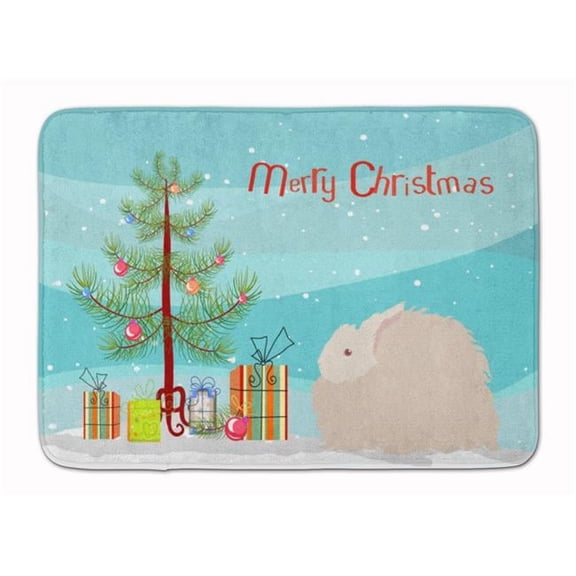 Fluffy Angora Rabbit Christmas Machine Washable Memory Foam Mat