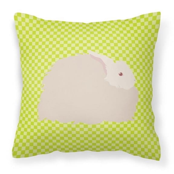 Fluffy Angora Rabbit Green Fabric Decorative Pillow - 14 x 14 in.