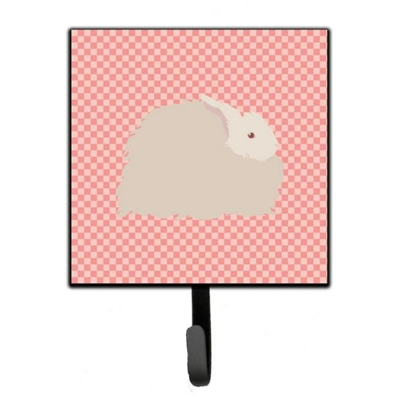 Fluffy Angora Rabbit Pink Check Leash or Key Holder