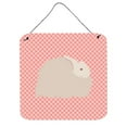 thumbnail image 1 of Fluffy Angora Rabbit Pink Check Wall or Door Hanging Prints, 6 x 6 in., 1 of 1