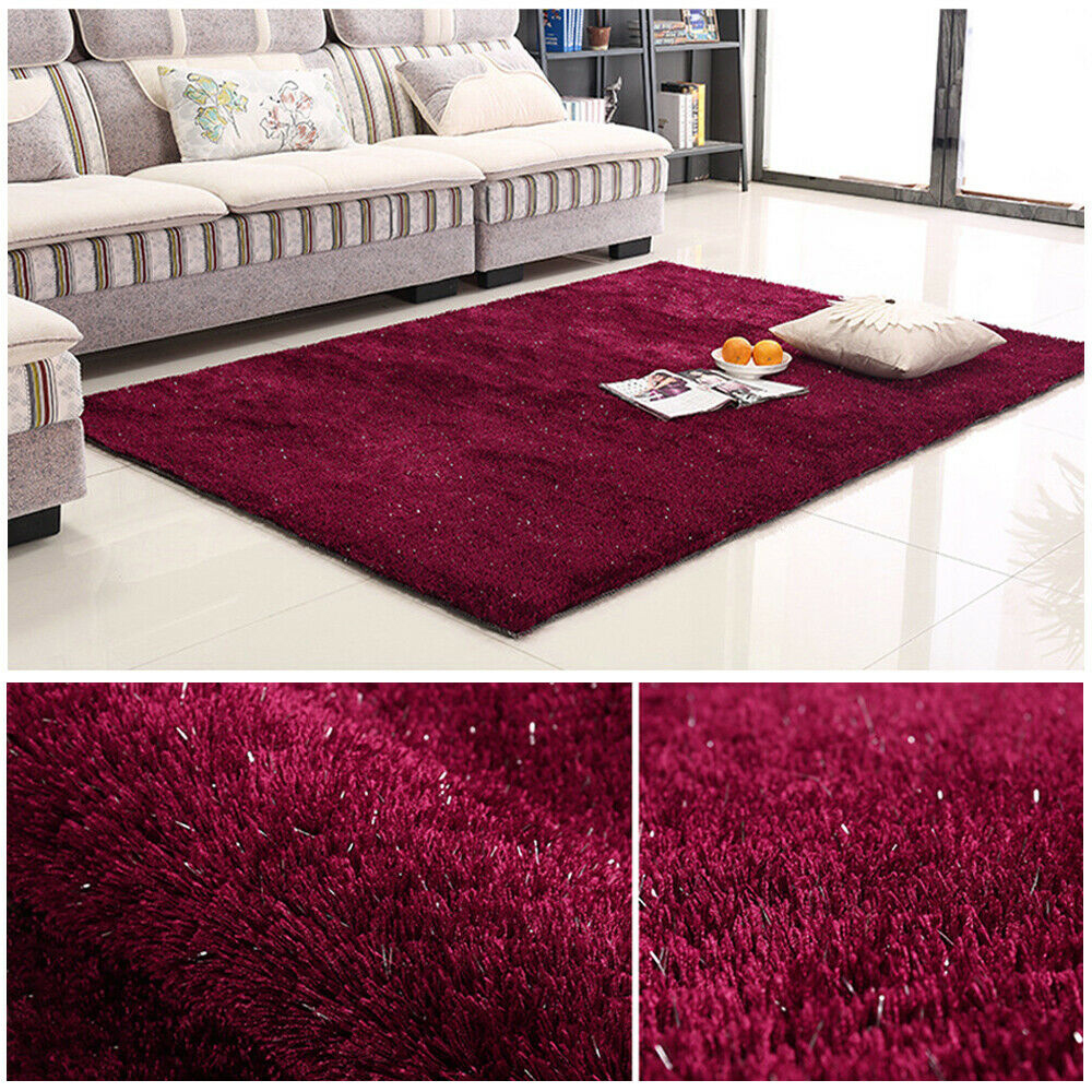 Fluffy Area AntiSkid Shaggy Area Rug Silky Thick Soft Rug Floor Room