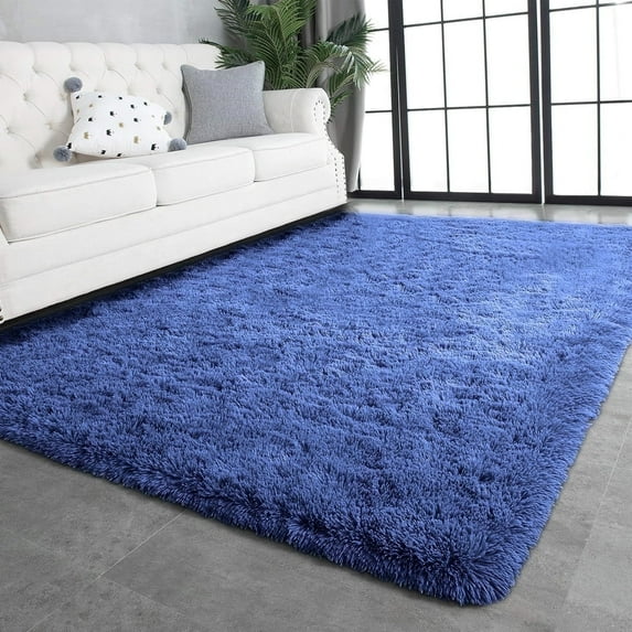 GPED Fluffy Area Rug,5x8 ft Soft Shaggy Rugs Fluffy Carpets, Non-Skid Plush Area Rugs for Living Room Bedroom Decor(Blue)