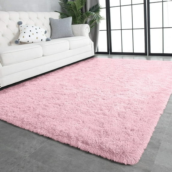 GPED Fluffy Area Rug,5x8 ft Soft Shaggy Rugs Fluffy Carpets, Non-Skid Plush Area Rugs for Living Room Bedroom Decor(Pink)