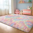 thumbnail image 1 of GPED Fluffy Area Rug,6x9 ft Soft Shaggy Rugs Fluffy Carpets, Non-Skid Plush Area Rugs for Living Room Bedroom Decor（Rainbow）, 1 of 7