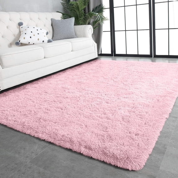 GPED Fluffy Area Rug,8x10 ft Soft Shaggy Rugs Fluffy Carpets, Non-Skid Plush Area Rugs for Living Room Bedroom Decor(Pink)