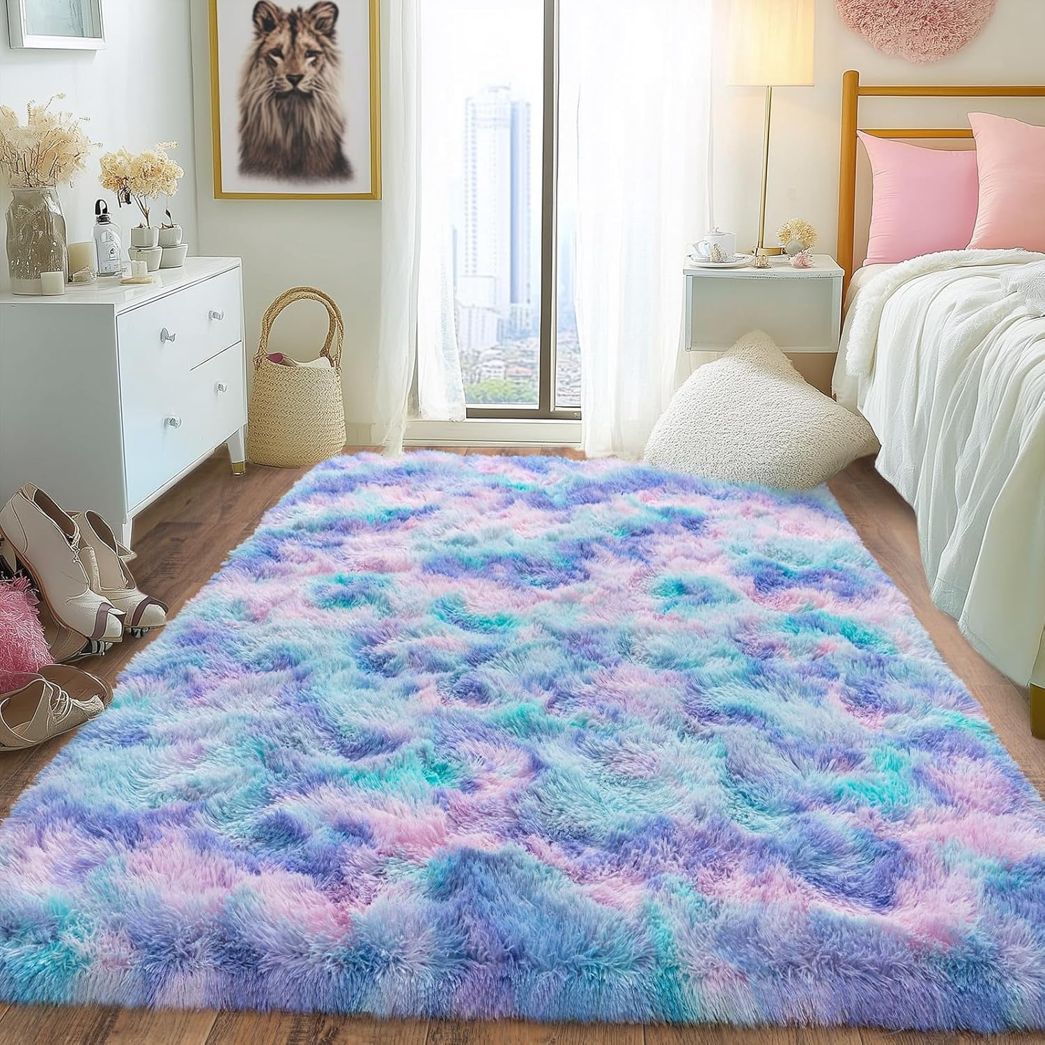 Fluffy Area Rug for Bedroom 4x6 Feet, Indoor Plush Carpet, Shag Soft ...