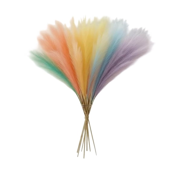 Fluffy Artificial Pampas Grass Reed Stems for Vase Filler Home Decor Wedding Bouquet Spring Party Photo Backdrop Rustic Farmhouse Arrangement, 15 Imitation Reed Decorations