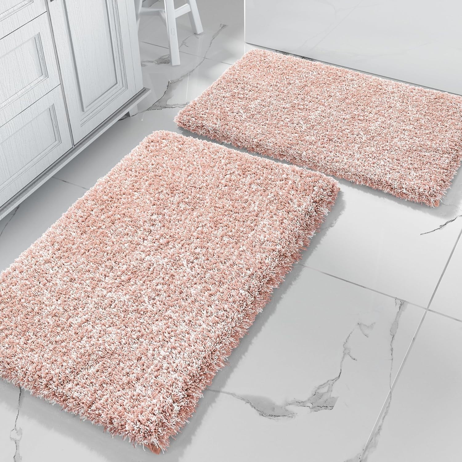 Fluffy Bath Rug Set,Shaggy Soft Non Slip Bathroom Rugs, Machine ...