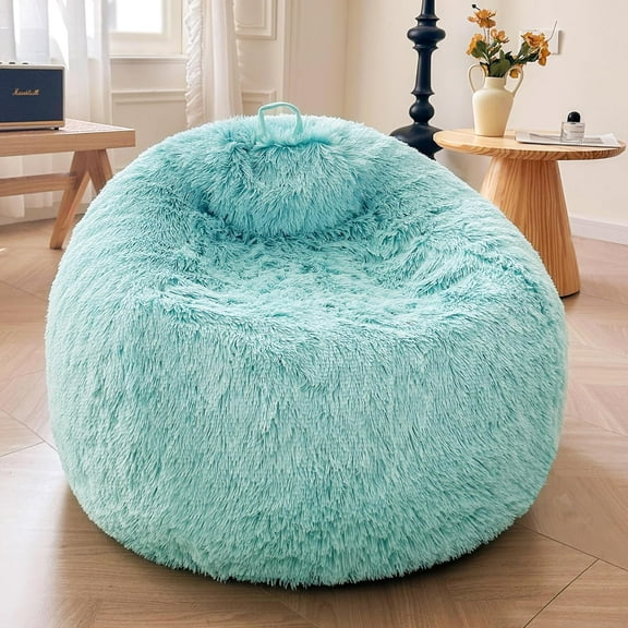 Fluffy Bean Bag Chair Cover(No Filler), Faux Fur Washable Soft Stuffed Animal Storage Bean Bag Cover for Plush Toys or Textile, Plush Shaggy Large BeanBag Shell for Adults Kids Teens, Purple
