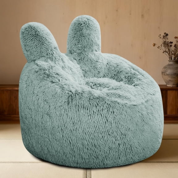 Fluffy Bean Bag Chair for  , with Plush Faux  Cover, 2.5FT Memory  Bean Bag Chairs for Teens & ,  Soft Sofa for  Room//Dorm.