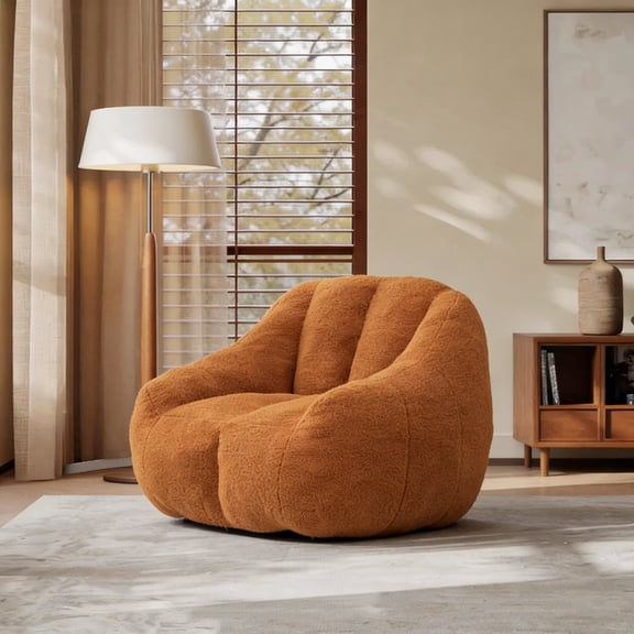 Fluffy Bean Bag Chair with Memory Foam & Teddy Fabric Cozy Seating for Dorm, Apartment, Living Room