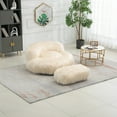 thumbnail image 1 of Fluffy Bean Bag Chairs with High Back, Modern Lazy Sofa Filled High-Density Foam, Lazy Sofa for Adults and Kids, Indoor, Beige, 1 of 7