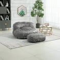 thumbnail image 1 of Fluffy Bean Bag Chairs with High Back, Modern Lazy Sofa Filled High-Density Foam, Lazy Sofa for Adults and Kids, Indoor,Gray, 1 of 7