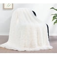 Fluffy Blanket 50"×60", Soft Cozy Faux Fur Throw Blanket, Cream White
