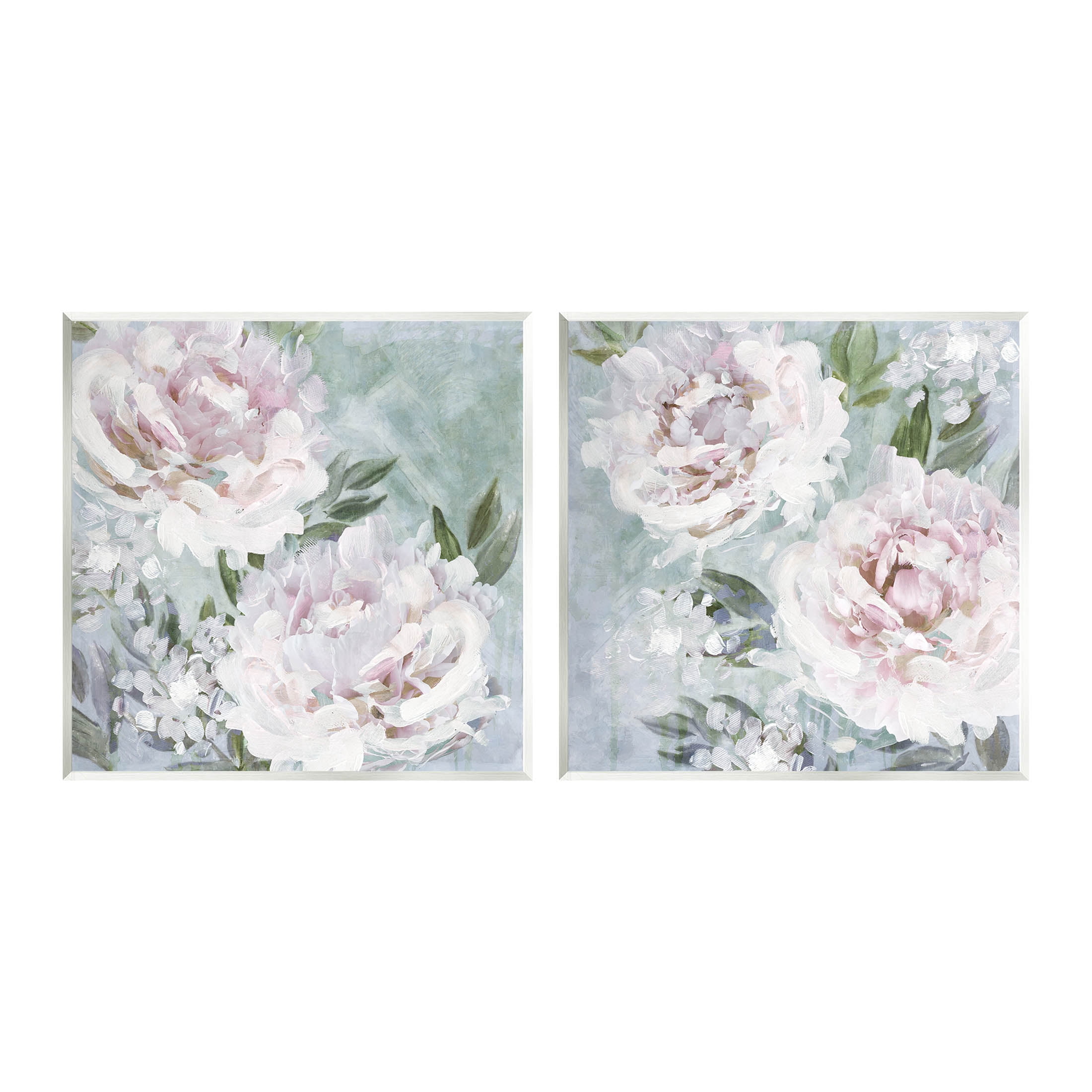 Fluffy Blooming Peonies Nature Botanical & Floral Graphic Art Unframed Art Print Wall Art, Set of 2