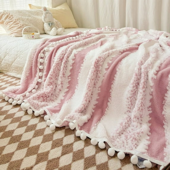 Fluffy Boho Throw Blanket Ombre | Gradient Plush, Soft, Fuzzy, Decorative Accent Throw Blanket for Couch Sofa Bed | Cozy Warm Decorative Furry Faux Fur Blanket (59''x79'')