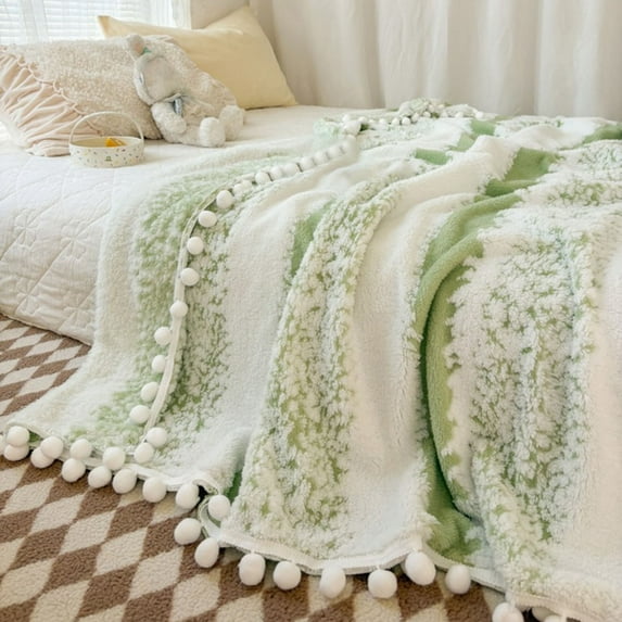 Fluffy Boho Throw Blanket Ombre | Gradient Plush, Soft, Fuzzy, Decorative Accent Throw Blanket for Couch Sofa Bed | Cozy Warm Decorative Furry Faux Fur Blanket (59''x79'')